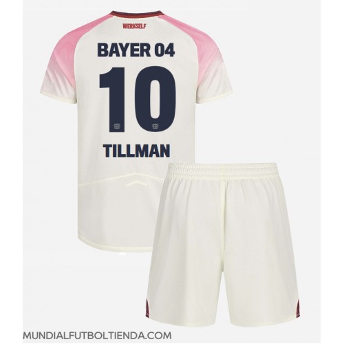 Camiseta Bayer Leverkusen Malik Tillman #10 Segunda Equipación Replica 2025-26 para niños mangas cortas (+ Pantalones cortos)